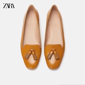 ZARA TRAFALUC Tan Loafers Flats Size: EU 37 US Sz 7 Tassel Women’s Shoes
